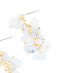 Gold Plated Blue Semi Precious Stone Cubic Zirconia Drop Earrings - link has visual effect only