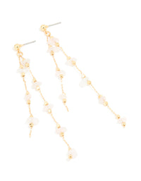 Gold Plated Rose Quartz Layered Drop Earrings - link has visual effect only