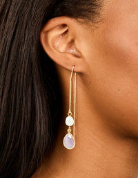 Gold Plated Freshwater Pearl & Amethyst Teardrop Thread Through Earrings - link has visual effect only