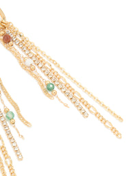 Gold Plated Multicoloured Semi Precious Stone Cup Chain Earrings - link has visual effect only