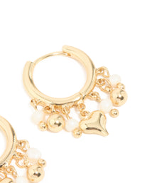 Gold Plated Freshwater Pearl Heart Drop Huggie Earrings - link has visual effect only