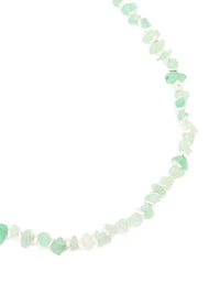 Silver Plated Green Semi Precious Stone Triangle Chip Necklace - link has visual effect only