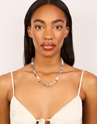 Gold Plated Mixed Semi Precious Stone Pearl Chip Necklace - link has visual effect only