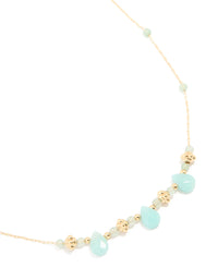 Gold Plated Mixed Blue Semi Precious Stone Teardrop Necklace - link has visual effect only