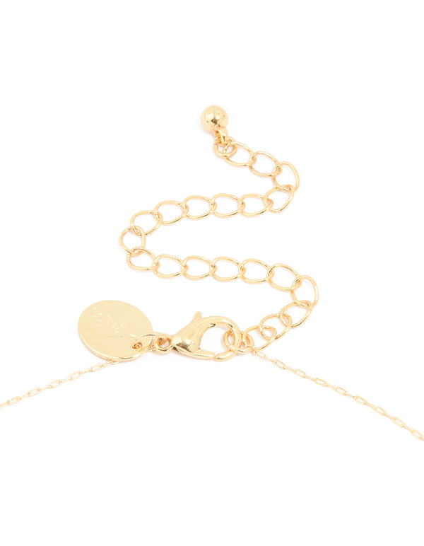 Gold Plated Mixed Blue Semi Precious Stone Teardrop Necklace