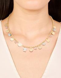 Gold Plated Multicoloured Semi Precious Stone Disc & Droplet Necklace - link has visual effect only