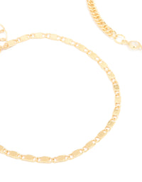 Gold Plated Freshwater Pearl Cubic Zirconia & Chain Bracelets 2-Pack - link has visual effect only