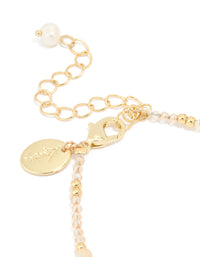 Gold Plated Freshwater Pearl Dainty Beaded Bracelet - link has visual effect only