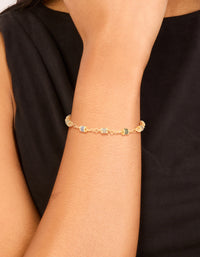 Gold Plated Multicoloured Semi Precious Stone Rondell Bracelet - link has visual effect only