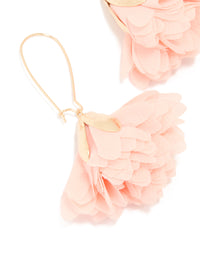 Gold Pink Fabric Flower Drop Earrings - link has visual effect only