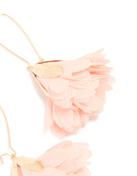 Gold Pink Fabric Flower Drop Earrings - link has visual effect only