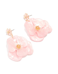 Gold Pink Acrylic Flower Drop Earrings - link has visual effect only