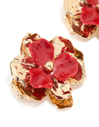 Gold Acrylic Organic Flower Stud Earrings - link has visual effect only