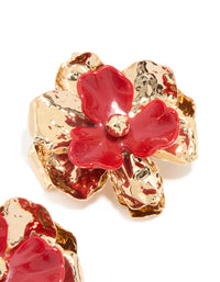 Gold Acrylic Organic Flower Stud Earrings - link has visual effect only