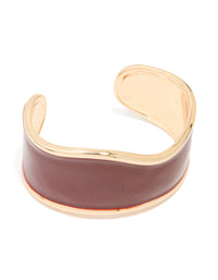 Gold Dark Red Enamel Wrist Cuff - link has visual effect only