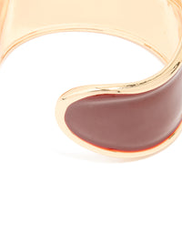 Gold Dark Red Enamel Wrist Cuff - link has visual effect only