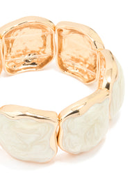 Gold White Marbled Organic Stretch Bracelet - link has visual effect only