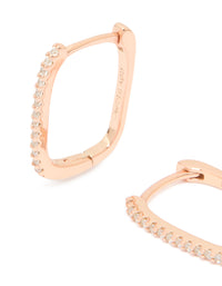 Rose Gold Plated Sterling Silver Cubic Zirconia Square Huggie Earrings - link has visual effect only