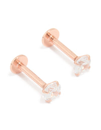 Rose Gold Plated Sterling Silver Cubic Zirconia Flat Back Studs - link has visual effect only
