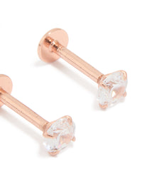 Rose Gold Plated Sterling Silver Cubic Zirconia Flat Back Studs - link has visual effect only