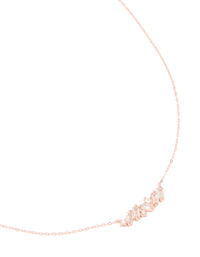 Rose Gold Plated Sterling Silver Cubic Zirconia Baguette Bar Necklace - link has visual effect only