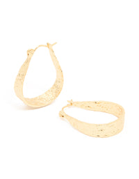 Gold Plated Molten Teardrop Hoop Earrings - link has visual effect only