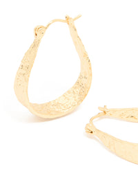 Gold Plated Molten Teardrop Hoop Earrings - link has visual effect only