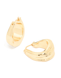 Gold Plated Molten Medium Hoop Earrings - link has visual effect only