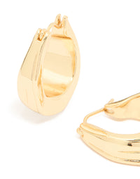 Gold Plated Molten Medium Hoop Earrings - link has visual effect only