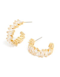 Gold Plated Organic Cubic Zirconia Baguette Hoop Earrings - link has visual effect only
