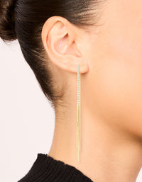 Gold Plated Diamante Snake Chain Front Back Earrings - link has visual effect only