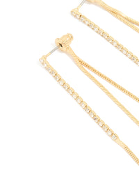 Gold Plated Diamante Snake Chain Front Back Earrings - link has visual effect only
