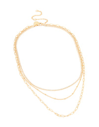 Gold Plated Diamante Cup Chain & Mixed Chain Layered Necklace - link has visual effect only
