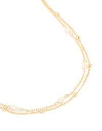 Gold Plated Freshwater Pearl & Ball Layered Necklace - link has visual effect only