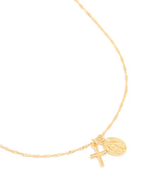 Gold Plated Cross & Coin Necklace - link has visual effect only