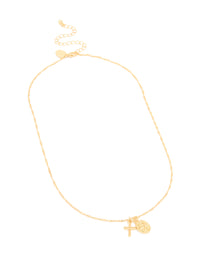 Gold Plated Cross & Coin Necklace - link has visual effect only