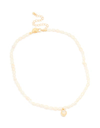 Gold Plated Freshwater Pearl Oval Drop Necklace - link has visual effect only