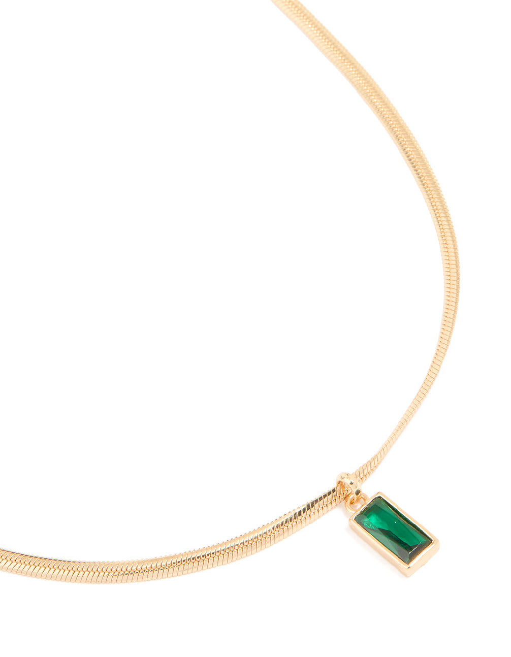 Gold Plated Green Cubic Zirconia Baguette Pendant Necklace
