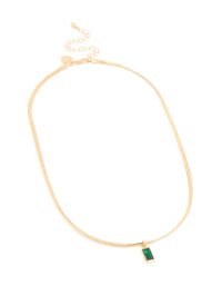 Gold Plated Green Cubic Zirconia Baguette Pendant Necklace - link has visual effect only