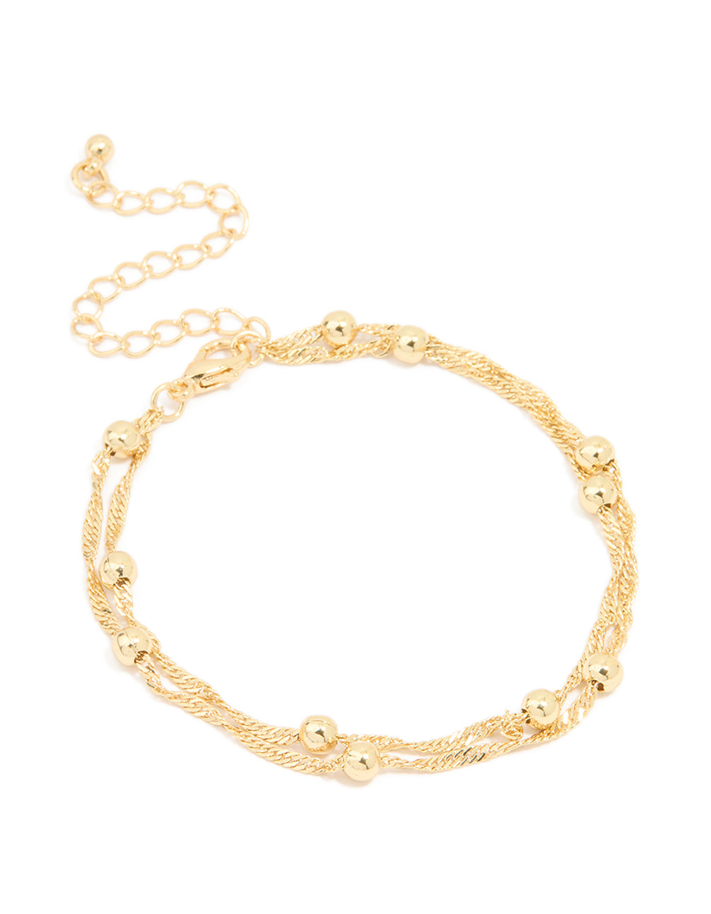 Gold Plated Ball & Chain Layered Bracelet