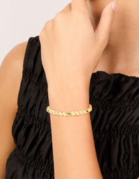 Gold Plated Risoni Chain Bracelet - link has visual effect only