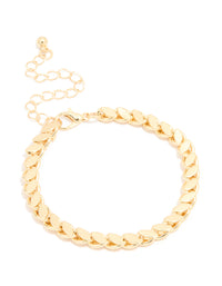 Gold Plated Risoni Chain Bracelet - link has visual effect only