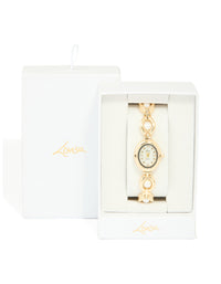 Gold Pearl Band Watch - link has visual effect only