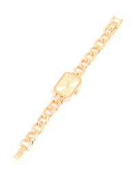 Gold Rectangle Chain Watch - link has visual effect only