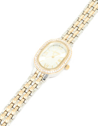 Mixed Metals Diamante Medium Oval Watch - link has visual effect only