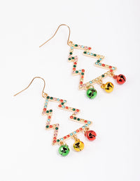 Gold Bell & Festive Tree Outline Earrings - link has visual effect only