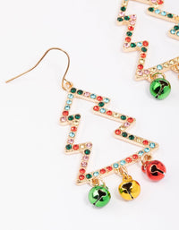 Gold Bell & Festive Tree Outline Earrings - link has visual effect only