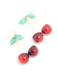 Gold Acrylic Cherry Drop Earrings - link has visual effect only