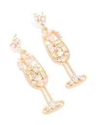 Gold Diamante Pearl Wine Earrings - link has visual effect only