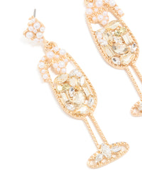 Gold Diamante Pearl Wine Earrings - link has visual effect only